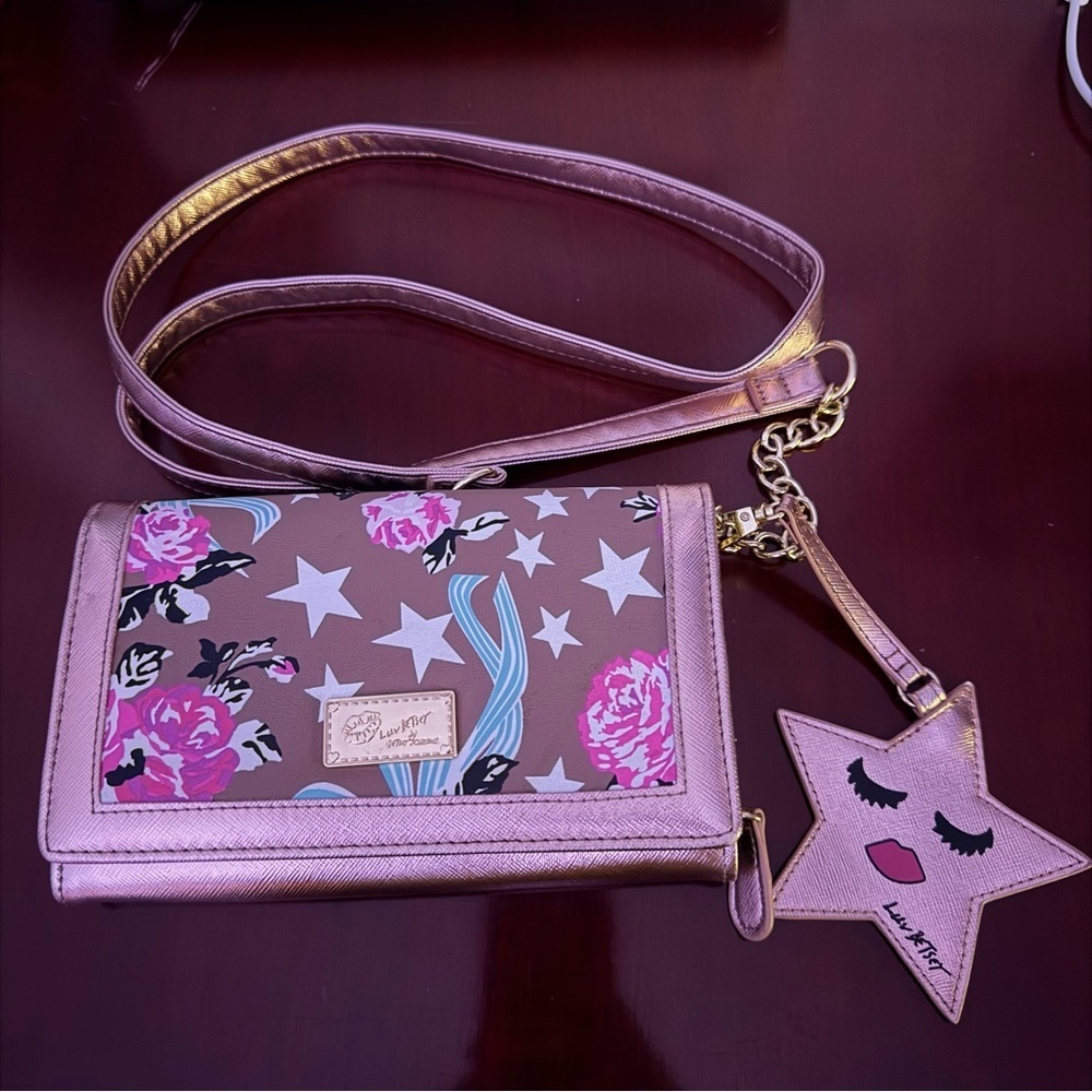Luv Betsey by Betsy Johnson Rose Gold and Floral Cross Body Purse
